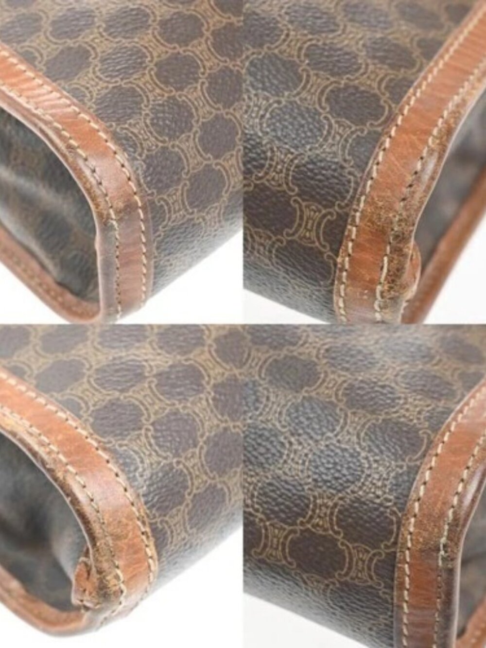 CELINE Logo Macadam Pattern Clutch Hand Bag PVC Leather Brown Italy 09MA406 - Picture 7 of 14